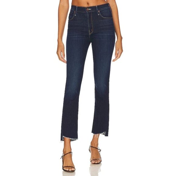 Mother Mid Rise Dazzler Jeans Denim Ankle Fray Off Limits Dark Wash 29 - Picture 1 of 16